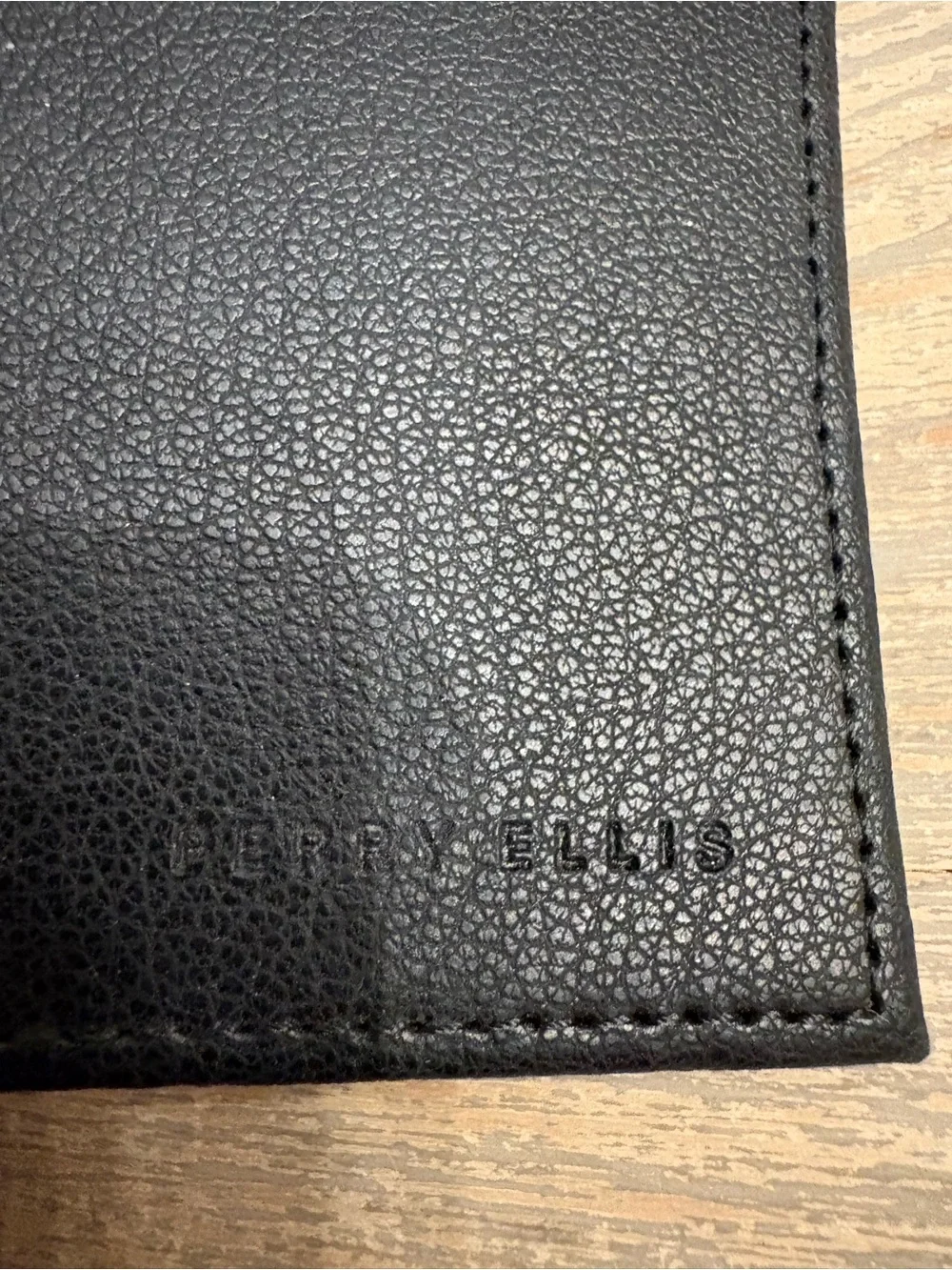 NWT Perry Ellis Black Leather Wallet with Contrast Stitching